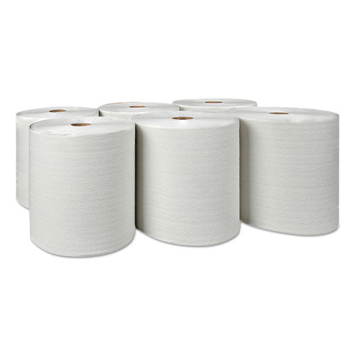 Essential Plus Hard Roll Towels, 1.5" Core, 8" X 600 Ft, White, 6 Rolls-carton