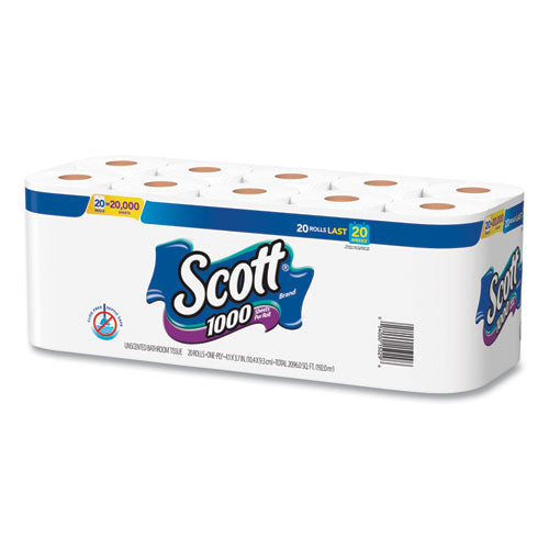 1000 Bathroom Tissue, Septic Safe, 1-ply, White, 1000 Sheet-roll, 20-pack