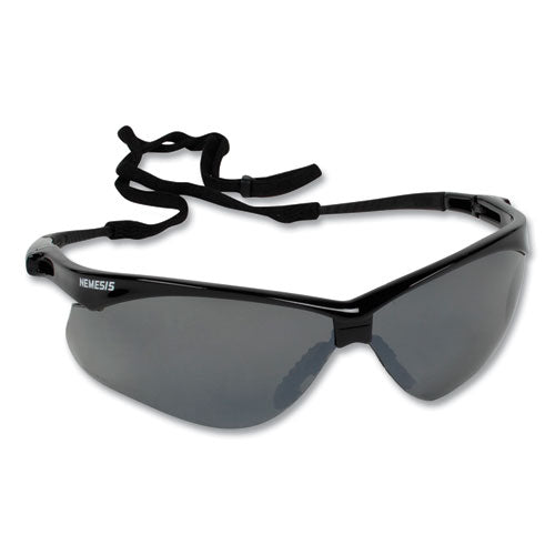 Nemesis Safety Glasses, Black Frame, Smoke Mirror Lens, 12-carton