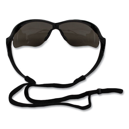 Nemesis Safety Glasses, Black Frame, Smoke Mirror Lens, 12-carton