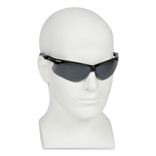 Nemesis Safety Glasses, Black Frame, Smoke Mirror Lens, 12-carton