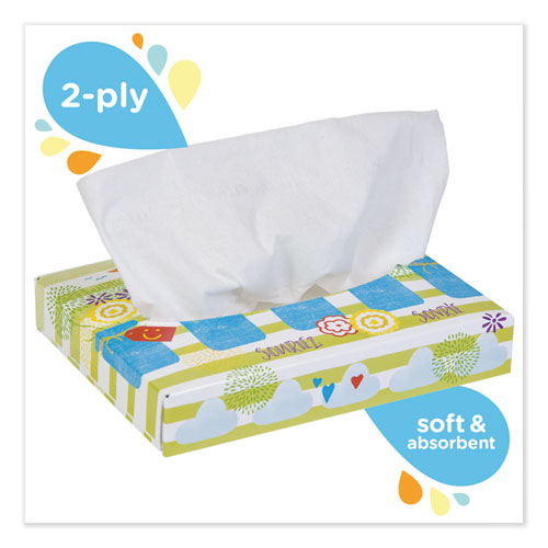 White Facial Tissue Junior Pack, 2-ply, 40 Sheets-box, 80 Boxes-carton