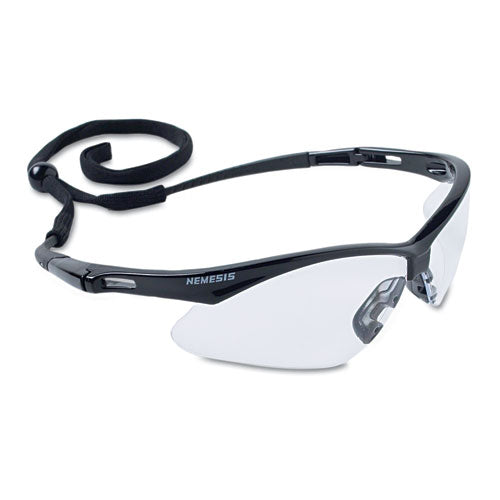 Nemesis Safety Glasses, Black Frame, Clear Lens
