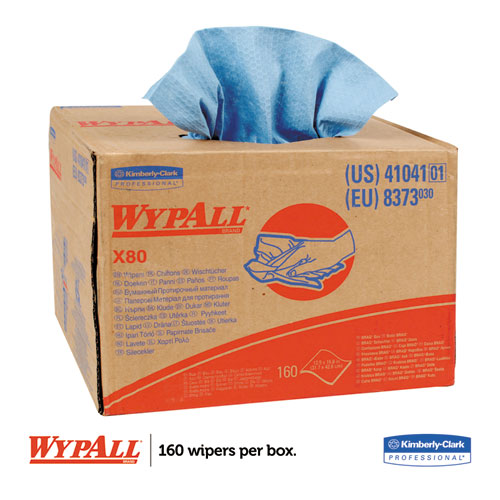 X80 Cloths, Brag Box, Hydroknit, Blue, 12 1-2 X 16 4-5, 160 Wipers-carton