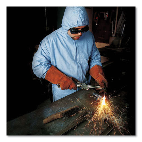 A65 Zipper Front Flame-resistant Hooded Coveralls, Elastic Wrist And Ankles, Blue, 2x-large, 25-carton