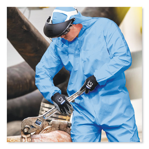 A65 Zipper Front Flame-resistant Hooded Coveralls, Elastic Wrist And Ankles, Blue, 2x-large, 25-carton