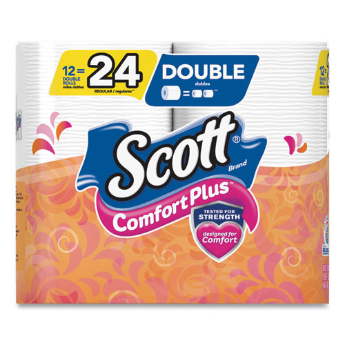 Comfortplus Toilet Paper, Double Roll, Bath Tissue, Septic Safe, 1-ply, White, 231 Sheets-roll, 12 Rolls-pack