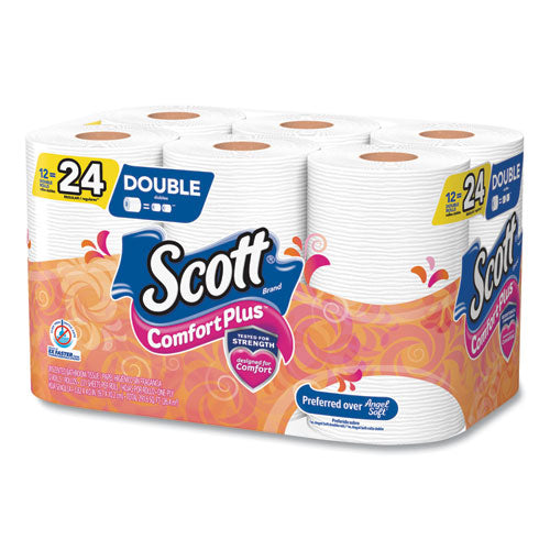 Comfortplus Toilet Paper, Double Roll, Bath Tissue, Septic Safe, 1-ply, White, 231 Sheets-roll, 12 Rolls-pack