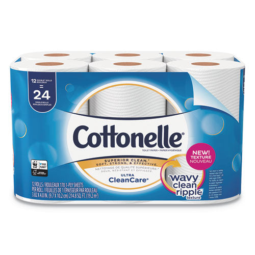 Ultra Cleancare Toilet Paper, Strong Tissue, Mega Rolls, Septic Safe, 1-ply, White, 340 Sheets-roll, 6 Rolls-pack, 6 Packs-ct