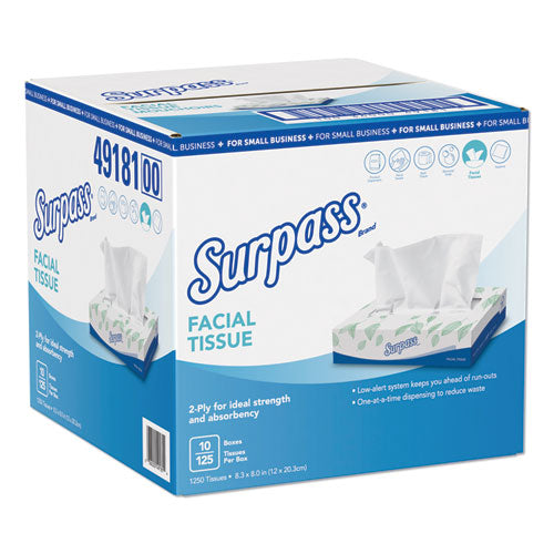 Facial Tissue, 2-ply, White, Flat Box, 125-box, 10 Boxes-carton