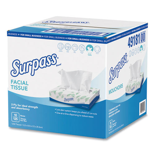 Facial Tissue, 2-ply, White, Flat Box, 125-box, 10 Boxes-carton