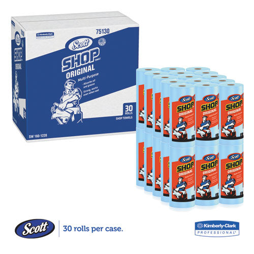 Shop Towels, Standard Roll, 10.4 X 11, Blue, 55-roll, 30 Rolls-carton