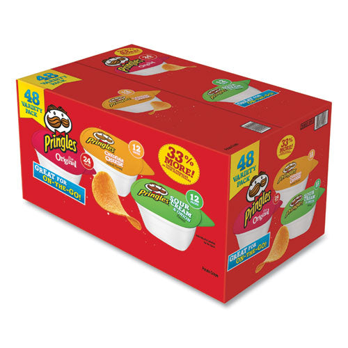 Potato Chips; Original; Cheddar Cheese; Sour Cream And Onion, 0.74 Oz Canister, 48-carton