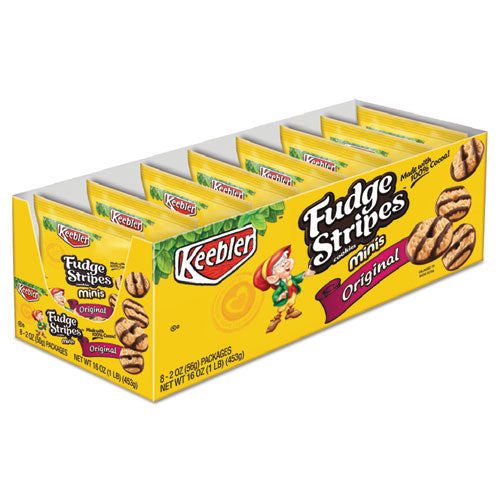 Mini Cookies, Fudge Stripes, 2 Oz Snack Pack, 8-box
