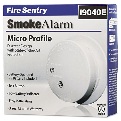 Battery-operated Smoke Alarm Unit, 9v, 85db Alarm, 3 7-8" Dia