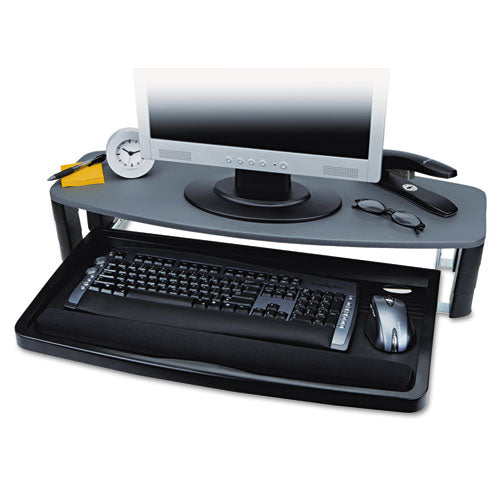 Over-under Keyboard Drawer With Smartfit System, 14.5w X 23d, Black