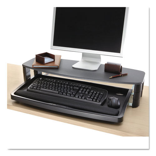 Over-under Keyboard Drawer With Smartfit System, 14.5w X 23d, Black
