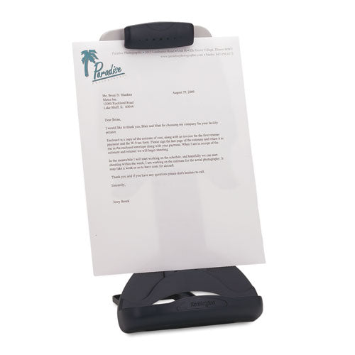 Insight Adjustable Desktop Copyholder, Plastic, Holds 50 Sheets, Gray-dark Blue