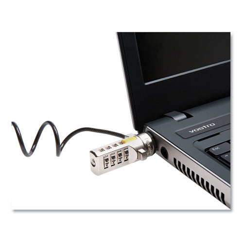 Portable Combination Laptop Lock, 6ft Carbon Strengthened Steel Cable, Black