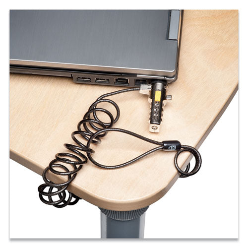 Portable Combination Laptop Lock, 6ft Carbon Strengthened Steel Cable, Black