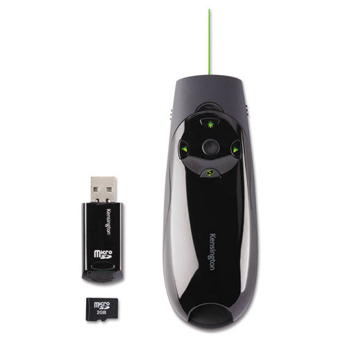 Presenter Expert Wireless Cursor Control With Green Laser And 2 Gb Memory, Black