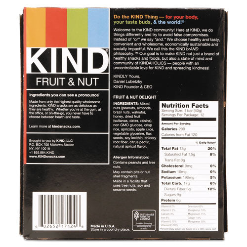Fruit And Nut Bars, Fruit And Nut Delight, 1.4 Oz, 12-box