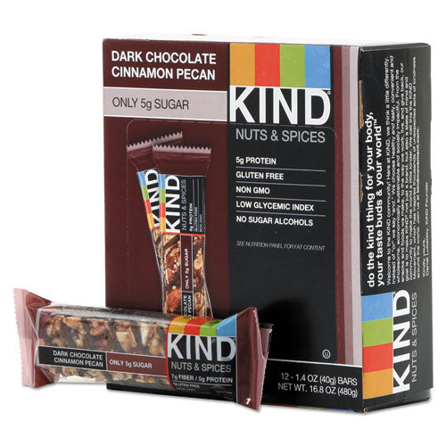 Nuts And Spices Bar, Dark Chocolate Cinnamon Pecan, 1.4 Oz, 12-box