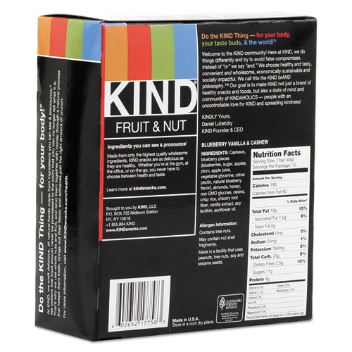 Fruit And Nut Bars, Blueberry Vanilla And Cashew, 1.4 Oz Bar, 12-box