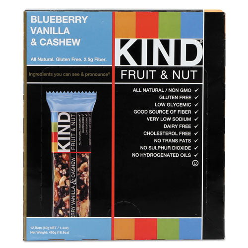 Fruit And Nut Bars, Blueberry Vanilla And Cashew, 1.4 Oz Bar, 12-box