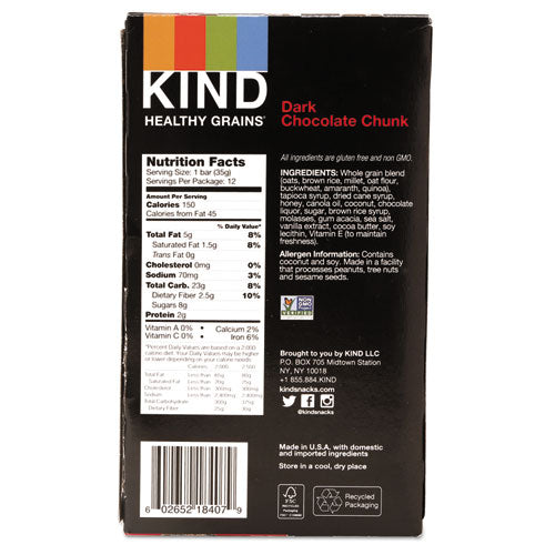 Healthy Grains Bar, Dark Chocolate Chunk, 1.2 Oz, 12-box