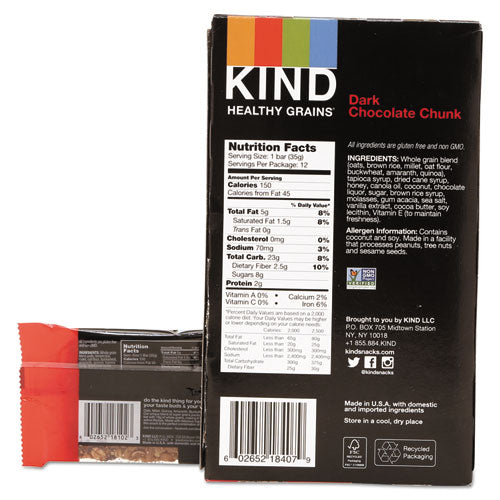 Healthy Grains Bar, Dark Chocolate Chunk, 1.2 Oz, 12-box