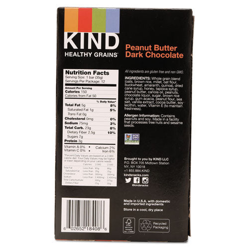 Healthy Grains Bar, Peanut Butter Dark Chocolate, 1.2 Oz, 12-box