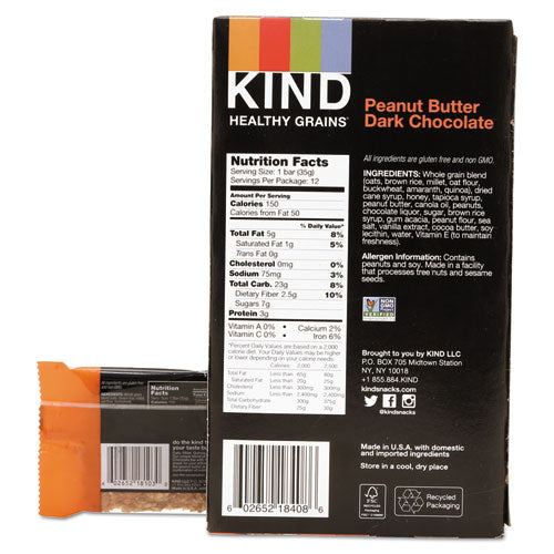 Healthy Grains Bar, Peanut Butter Dark Chocolate, 1.2 Oz, 12-box