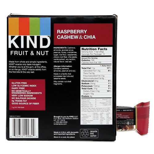 Fruit And Nut Bars, Raspberry Cashew And Chia, 1.4 Oz Bar, 12-box