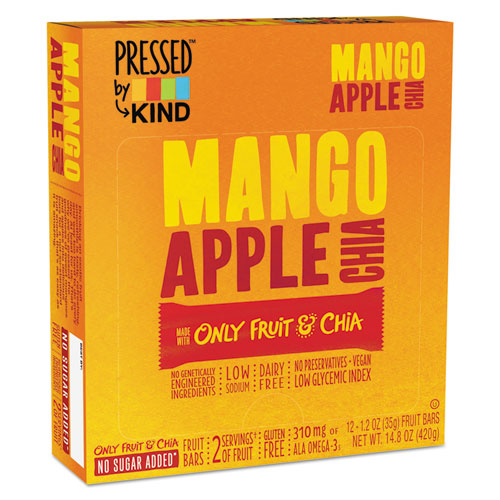 Pressed By Kind Bars, Mango Apple Chia, 1.2 Oz Bar, 12-box