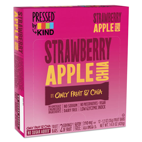 Pressed By Kind Bars, Strawberry Apple Chia, 1.2 Oz Bar, 12-box