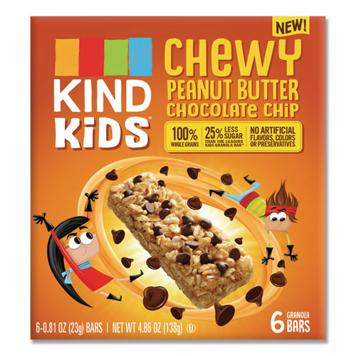 Kids Bars, Chewy Peanut Butter Chocolate Chip, 0.81 Oz, 6-pack