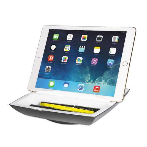 Desk Top Organizer And Tablet-phone Holder, Plastic, 8 1-4 X 8 1-4 X 2 3-4