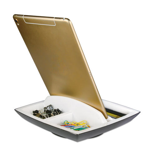 Desk Top Organizer And Tablet-phone Holder, Plastic, 8 1-4 X 8 1-4 X 2 3-4