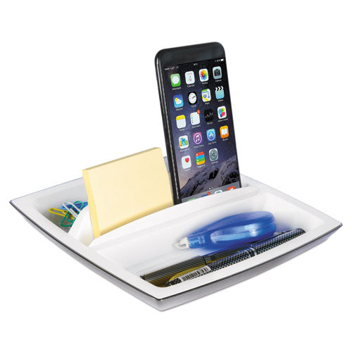 Desk Top Organizer And Tablet-phone Holder, Plastic, 8 1-4 X 8 1-4 X 2 3-4