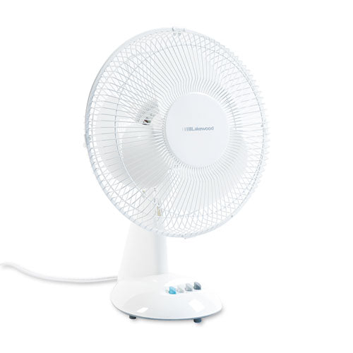 12-inch Three-speed Oscillating Desk Fan, Metal-plastic, White