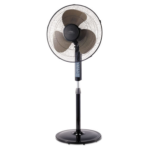 16" Remote Control Stand Fan, Three Speeds, Black