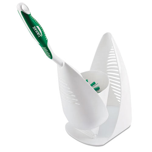 Premium Angled Toilet Bowl Brush And Caddy, Green-white, 4-carton