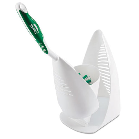 Premium Angled Toilet Bowl Brush And Caddy, Green-white, 4-carton