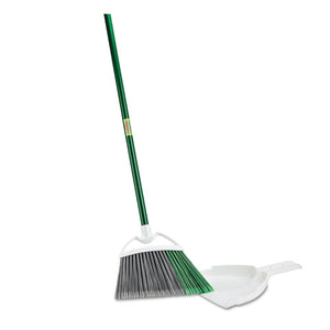 Precision Angle Broom With Dustpan, 53" Handle, Green-gray, 4-carton