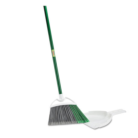 Precision Angle Broom With Dustpan, 53" Handle, Green-gray, 4-carton