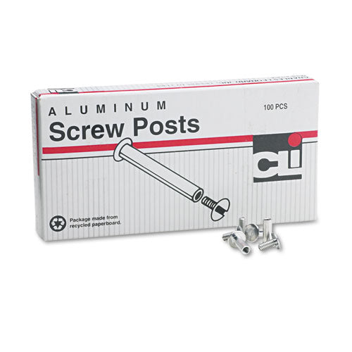 Post Binder Aluminum Screw Posts, 3-16" Diameter, 1" Long, 100-box