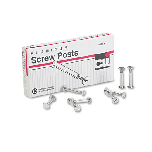 Post Binder Aluminum Screw Posts, 3-16" Diameter, 1" Long, 100-box