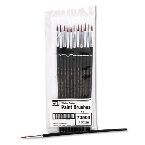 Artist Brush, Size 4, Camel Hair, Round, 12-pack