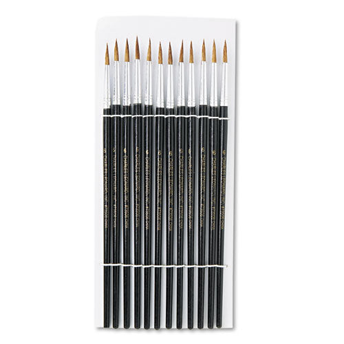 Artist Brush, Size 6, Camel Hair, Round, 12-pack